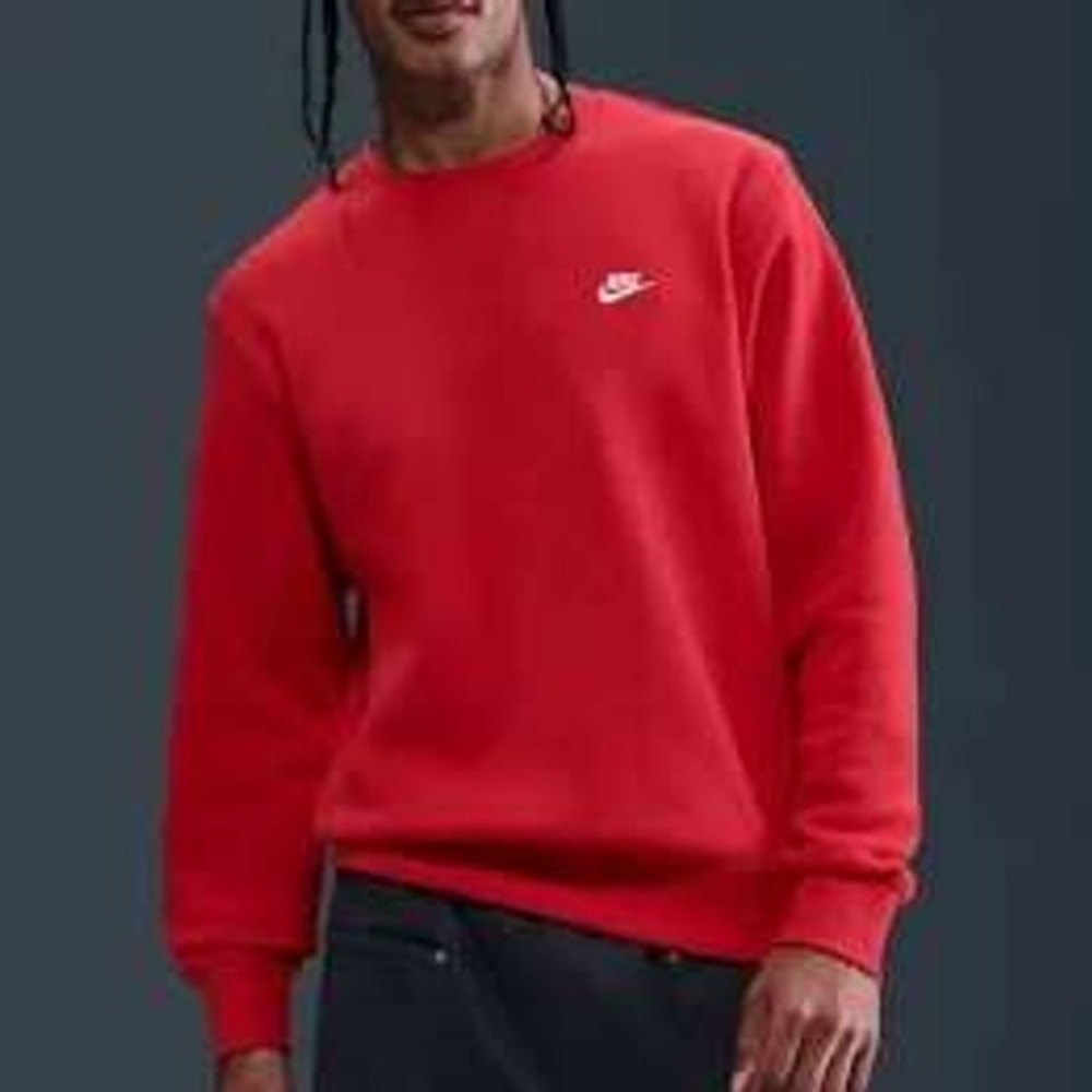 Nike Sportswear Crewneck Sweatshirt Red Embroidered Logo Mens Medium